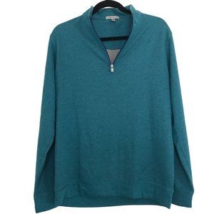 Peter Millar 1/4 Zip Sweater Men Comfort Golf Blue Teal Pullover Performance